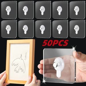 5/10/15/20/30/50PCS Adhesive Hooks Photo Frame Poster Hooks Waterproof Kitchen Bathroom Accessories Screw Hook