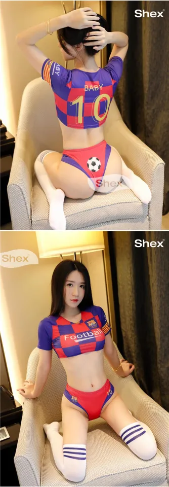 sexy soccer lingerie Seductive Female Soccer Players Stock Photo