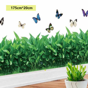 Home baseboards self-adhesive flowers and grass waistline waterproof baseboard wall stickers living room bedroom creative wall decoration