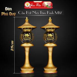 Đèn Phú Quý Hợp Kim Pha Lê Chữ Phật Cao Cấp CHÂN THIỆN MỸ Trang Trí Bàn Thờ Phật Đồ Thờ Cúng M17