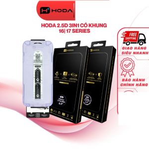 Cường Lực Hoda 3in1 Chống Vân Tay x Chống Ánh Sáng Xanh x Chống Chói 2.5D Có Khung cho iPhone 16 Pro Max 17 Pro max