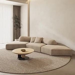 Italian Style Rock Fabric Sofa Living Room Special-Shaped Small Apartment Villa Ho Light Luxury Japanese Style High-Profile Figure