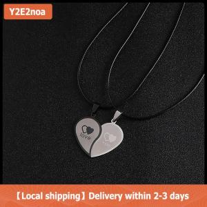 【Local shipping】 Couples Jewelry Heart Necklaces Couple Necklace Stainless Steel Engraved Love Pendants Necklace Valentines Day