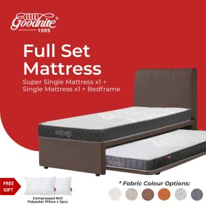 (FULL SET PULL OUT BED) Goodnite SLP2 Super Single Top +Single Bottom Pull Out Bed Frame + 3.5 Posture Firm + 3 Posture Basic Mattress