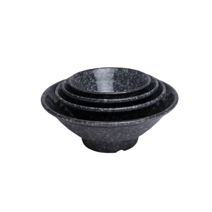 Tô nhựa nhọn vân đá đen fataco - Tô vân đá đen nhựa Melamine giả đá - có 3 size 14,1 - 16,3 - 20,3 cm