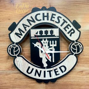 Đồng Hồ Gỗ Treo Tường MU - Manchester United Tặng Kèm Pin