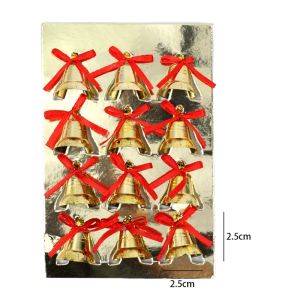 YESPERY 6/9/12pcs Christmas Bow Bells Xmas Tree Hanging Ornament Gold Bell DIY Crafts Home Xmas New Year Gift Christmas Decoration Supplies