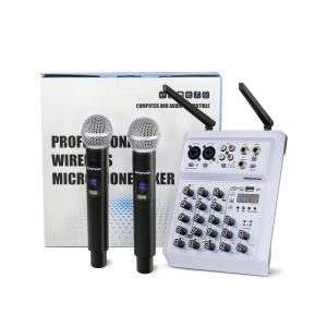 4-Channel Wireless Audio Mixer with Dual Microphone and USB Connectivity - Ideal for Karaoke Stage