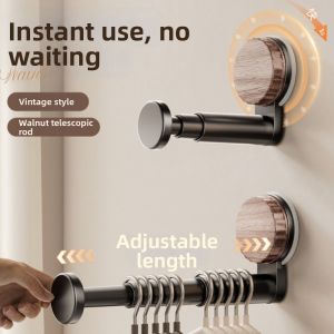OOC Suction Cup Hanger Storage Rack Adjustable Length Retractable Telescopic Clothes Rack Portable No-drill Multi-functional Storage Rack Home Use