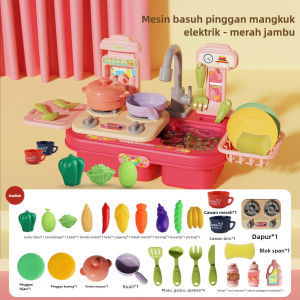 Play Kitchen Toy Sink Toys Pretend Food Kitchen Accessories Set Kapasiti Besar for 3+Years Old