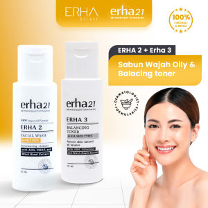 ERHA 2 + ERHA 3 -  Sabun Pembersih Wajah dan Toner - Kulit Berminyak dgn PHA AHA Niacinamide
