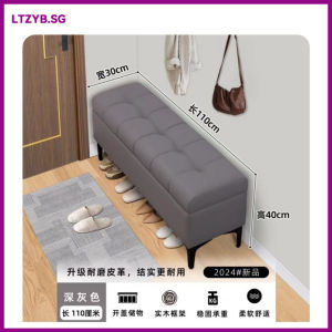 Shoe Bench New Khaki Cat Claw Leather Solid Wood Sofa Bench Home Storage Shoe 100cm Shoe Bench  (LT)