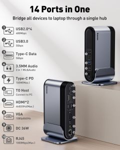 🥇✅SG READY STOCK✅Baseus 16in1 USB C HUB Type C to Multi HDMI USB 3.0 with Power Adapter Docking Station for MacBook Pro RJ45 OTG USB Ports USB HUB