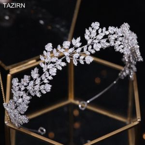 TAZIRN Cubic Zirconia Wedding Bridal Hairband Full New Handmade Headpieces for Women Birthday Party Prom Hair Accessories Gifts