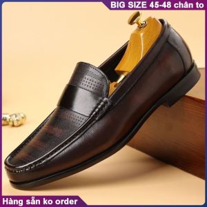 Giày tây da thật giày lười big size cỡ lớn 45 46 47 48 cho nam chân to. Large size leather loafers for wide feet.