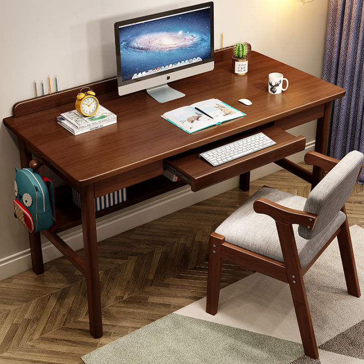 90cm all-solid wood computer desk Simple bedroom desk Desktop computer ...