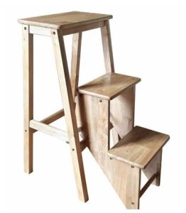 Ghế Thang 3 Bậc Bằng Gỗ Cao Su - Gấp Gọn Thông Minh Tiện Lợi Hỗ Trợ Lấy Đồ Trên Cao - Chiều Cao 85 cm