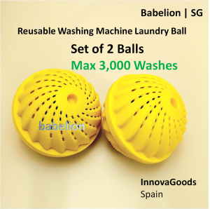 (Set Of 2) Reusable Washing Machine Laundry Balls Max 3000 Washes With Ceramic Beads Eco Friendly Non-Allergies Anti-Bacterial