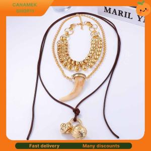 ❣️❣️❣️ Luxury Multilayer Wolf Tooth Pendant Necklaces For Women Men Vintage Ethnic Style Geometric Necklace Holiday Party Jewelry Gifts