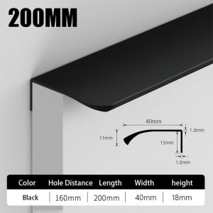 80-1200MMCabinet Door Invisible Handle Long Wardrobe Door Simple Gold Cabinet Drawer Edge Sealing Extremely Simple Long Handle Cabinet Edge Finger Pull Kitchen Concealed Drawer Pulls Aluminum Alloy Hidden Door HandleArc Furniture Handles