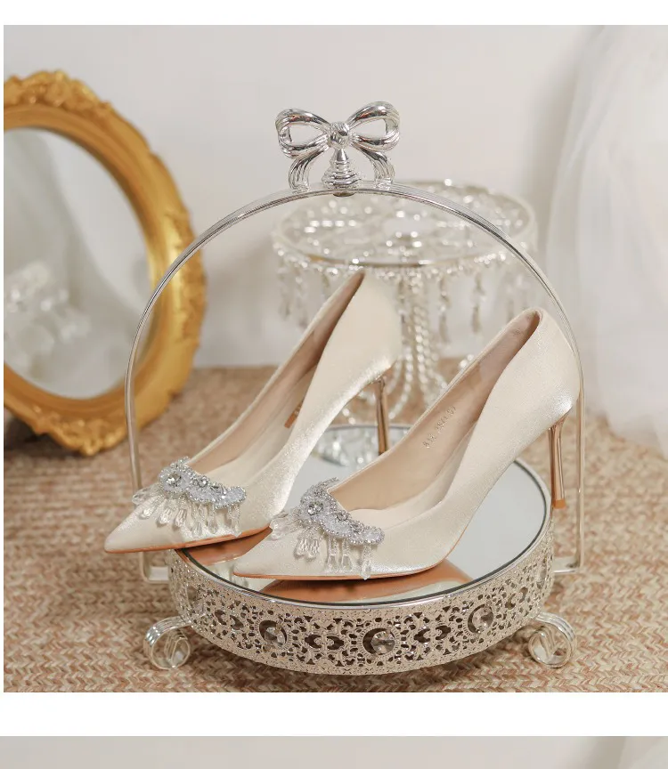 Dazzlin Kasut Pengantin Kasut Kahwin Satin Putih 2025 Gaun