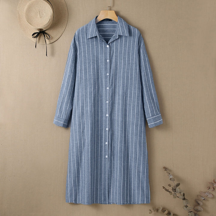 Ladies Shirt Dresses Button Down Midi Dress Women Casual Loose