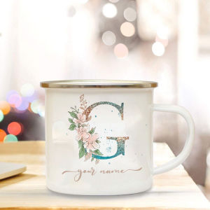 Customize Name Cup Initial Letter Coffee Milk Mugs Personalised Mups Teacher/Birthday/New Year/Christmas Gift