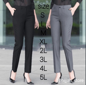 Celana kerja wanita / kantoran size S-5L hitam abu navy panjang / celana anti kusut / formal bahan woll premium kantong hitam