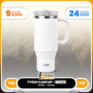 TYESO 900ml/1200ml Carcup (White) Coffee Vacuum Insulated Stainless Steel Tumbler Drinking Flask