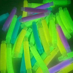 5ชิ้นหลอดป็อปเรืองแสงของเล่นสำหรับคลายเครียดของเล่นช่วยลดความเครียดที่เกิดจากพลาสติกของเล่นบีบสำหรับเด็ก