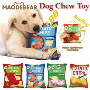 MAODEBEAR Pet Toy Funny Squeaky Chew Toy Puppy Bite-resistant Plush Potato Chips Toys