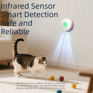 OUTOPEN Rechargeable Cat Smart Deodorizer Ozone Negative Ion 3000mAh Battery Automatic Sensing Deodorizer Air Cleaner Dust-Free Air Purifier Cat Litter Box