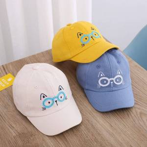 Topi Anak Fashion BASEBALL Premium Bordir Kucing Kaca Mata