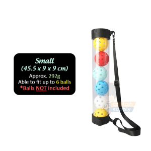 (SG Seller) ★ Pickleball / Tennis Ball Picker & Storage Tube (Fit 6/12 Balls) ★ Portable Light Retriever Pick Up Carrier Transparent   No Need Bend Back Saver Knee Friendly Durable Transport Holder Collector Adjustable Shoulder Strap Hook Hanger Fastener