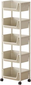 5-Tier Rolling Storage Rack with Wheels Shelves Shelf Storage Plastic Storages Shelving Shelf Rack Kitchen Storages Rack for Living Room Office Bathroom Garage Storage Shelves forfor Women