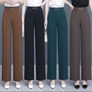 Quần ống suông vẩy ống rộng màu đen cực kì tôn dáng chất Umi mềm mịn co giãn cạp cao -MAS-mã 161G