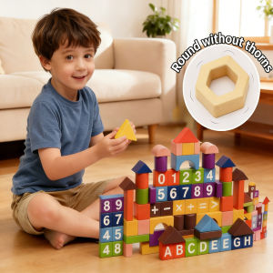 108PCS Wooden Puzzle Particles Assembled Building Blocks Puzzle Building Blocks Early Education for Baby Wooden Toys