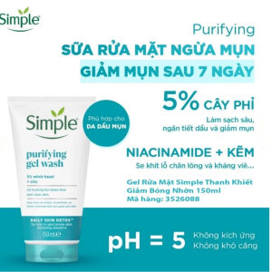 Simple sữa rửa mặt dịu nhẹ sạch sâu cho da nhạy cảm Srm Simple chính hãng có giấy tờ Meitu Beauty