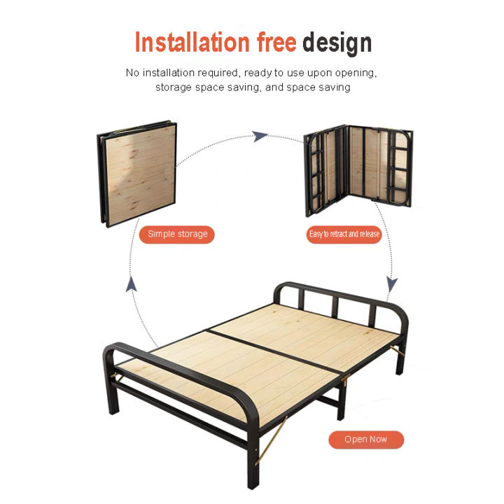Folding Bed Solid Wood Bed Sleeping Bed Frame Single Bed Foldable Bed ...
