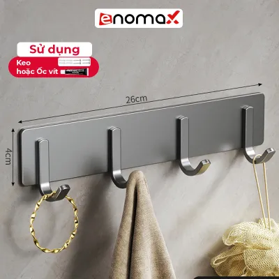 Móc treo quần áo nhà tắm Enomax đa năng dán tường treo đồ dùng phòng tắm. Chất liệu nhôm hàng không chống gỉ ( Eno R1)