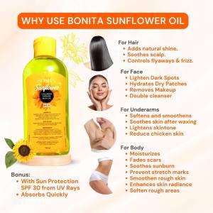 Bonita Himalayan Pink Salt Oil SPF 30 Organic Face & Body Massage Oil Moisturizer Vanilla Non-Sticky Non-Greasy Hydrating