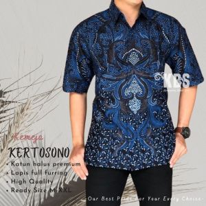 BATIK SOLO | BATIK LENGAN PENDEK | BATIK KANTOR | BATIK KONDANGAN | BATIK KERTOSONO BIRU BY ASMARA