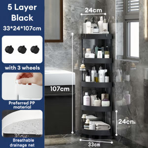 SALVO Bathroom Corner Storage Rack Kitchen Rack With Wheel trolley cart organizer trolley shelf