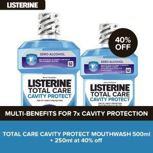 Listerine Total Care Cavity Protect Mouthwash 500mL + Get 250ml at 40% off