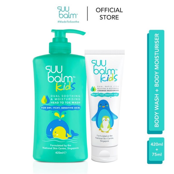 Suu Balm Kids Head to Toe Wash 420ml and Suu Balm Kids Cream 75ml ...