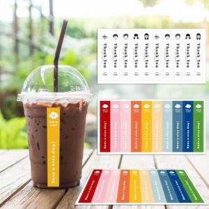 100Pcs/10Sheets Cute Colorful Milk Tea Sticker for Water Bottle Coffee Rectangle Seal Label Business Commodity Packaging Sticker