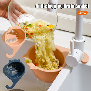 Cartoon Cat Sink Strainer 1Pc Anti-clogging Fine Mesh Hole Drain Basket for Fruits Vegetables Hanging Drainer Rack Kitchen Tools