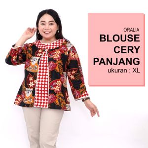 Atasan Batik Blouse Big Size Wanita Jumbo M-L-XL-2L-3L-4L-5L-6L-7L / Atasan Batik Jumbo Blus Kantor Kerja Wanita Model Big Blus Kantor Seragam Batik / Blus Bigsize LD 140
