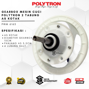 PWM 6163 Gearbox Mesin Cuci Polytron 2 Tabung As Kotak Panjang