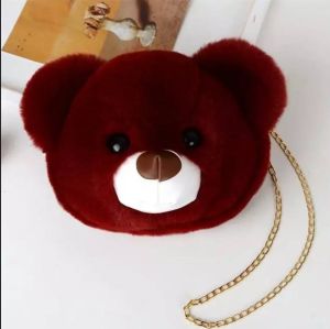 CQ Shop กระเป๋าหัวหมีขนนุ่ม สะพายข้างแฟชั่นของผู้หญิงขนกระต่ายเทียมตุ๊กตาหมีหัวกระเป๋าสะพายไหล่กระเป๋าโซ่สะพายพร้อมส่งทุกวัน